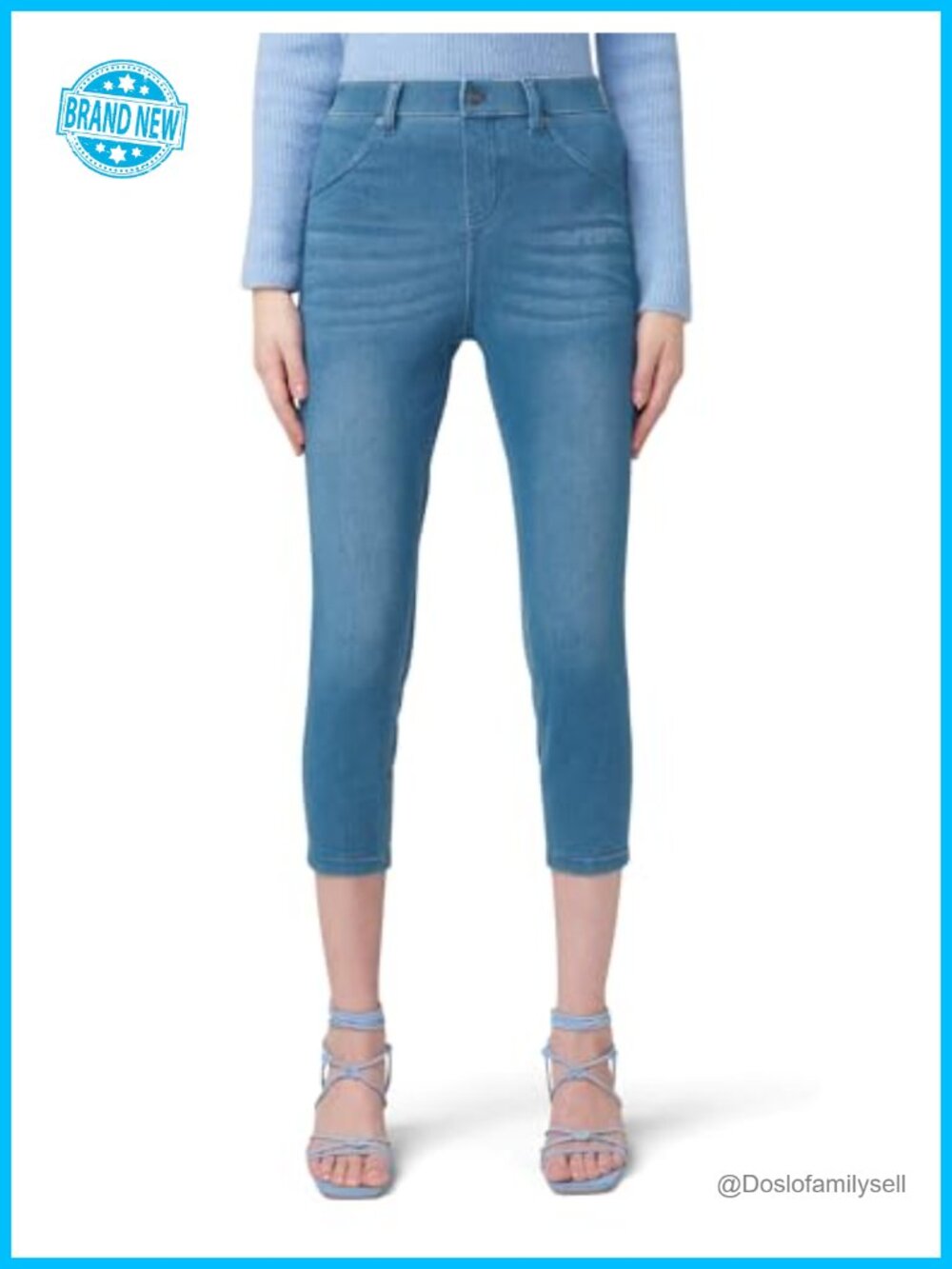 Ultra Soft High Waist Denim Capri Leggings with Pockets